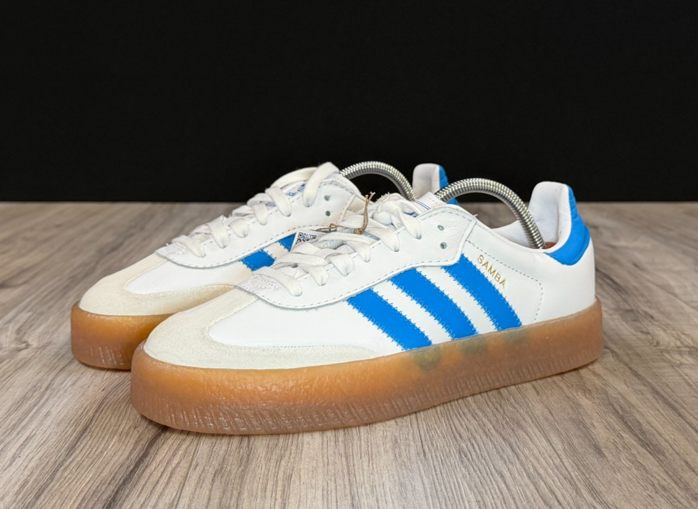 adidas Sambae J Cloud White Blue Burst Gum Platform Shoes JQ1236 Womens 8.5 NEW